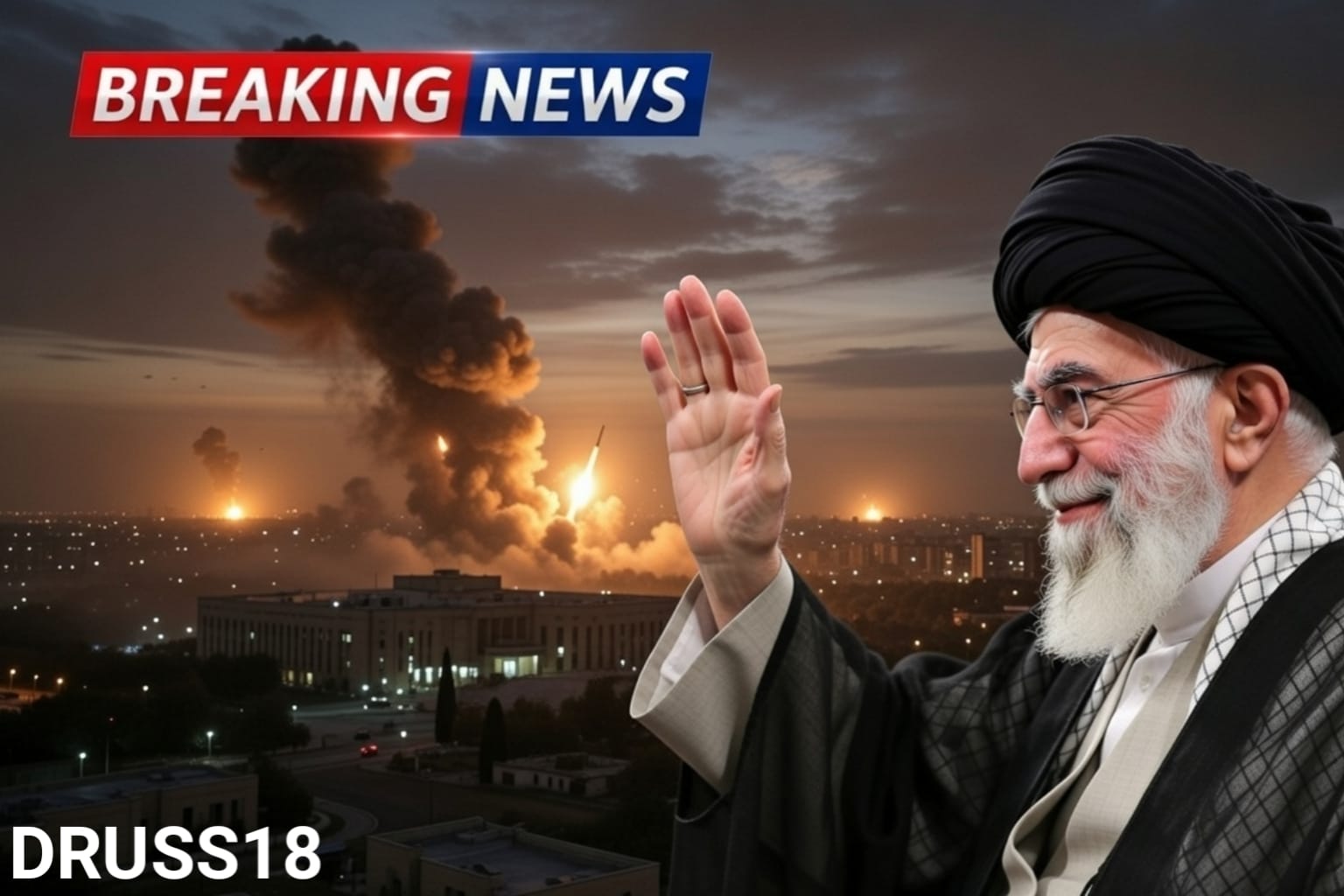 Missile strikes over Tehran skyline following reported U.S.-Israeli military operation