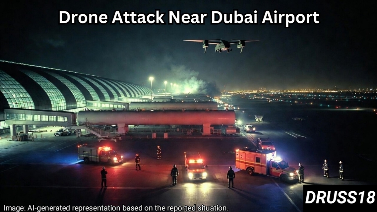 Drone attack fire near Dubai International Airport causing temporary flight suspension