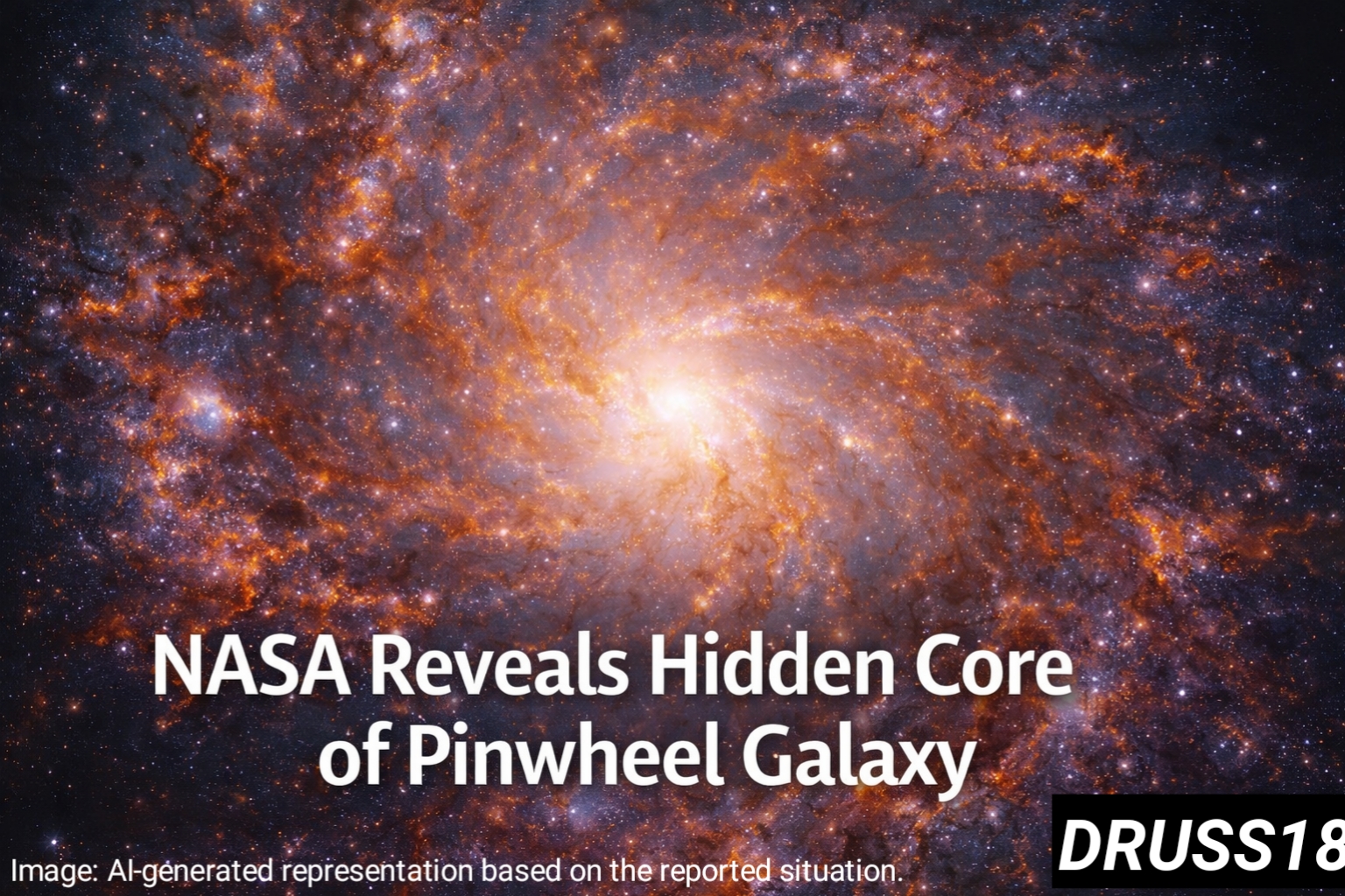 Pinwheel Galaxy core revealed by NASA using Hubble and Webb showing dust and star formation