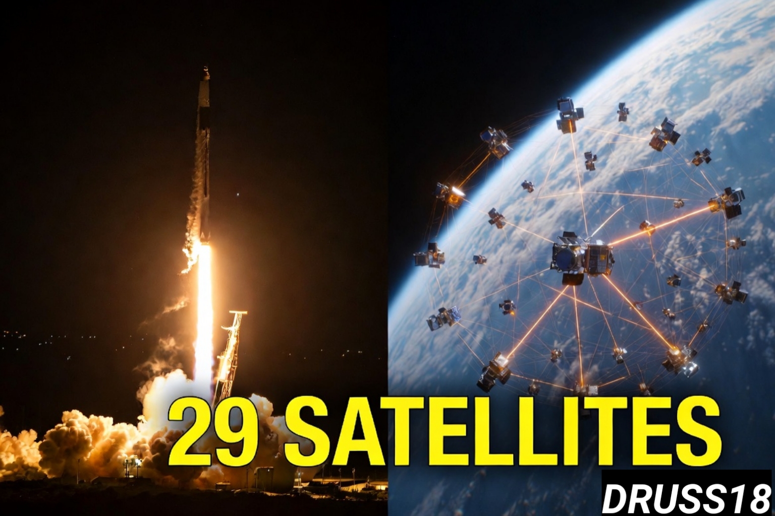 SpaceX Falcon 9 launching Starlink satellites into orbit from Florida