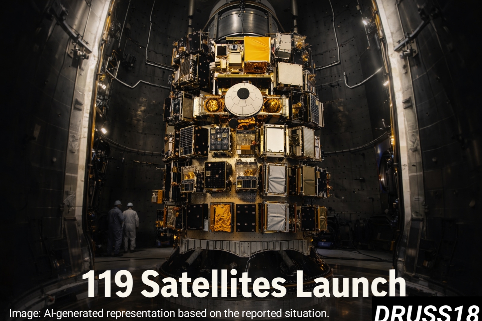 SpaceX Transporter mission payload with multiple small satellites before launch