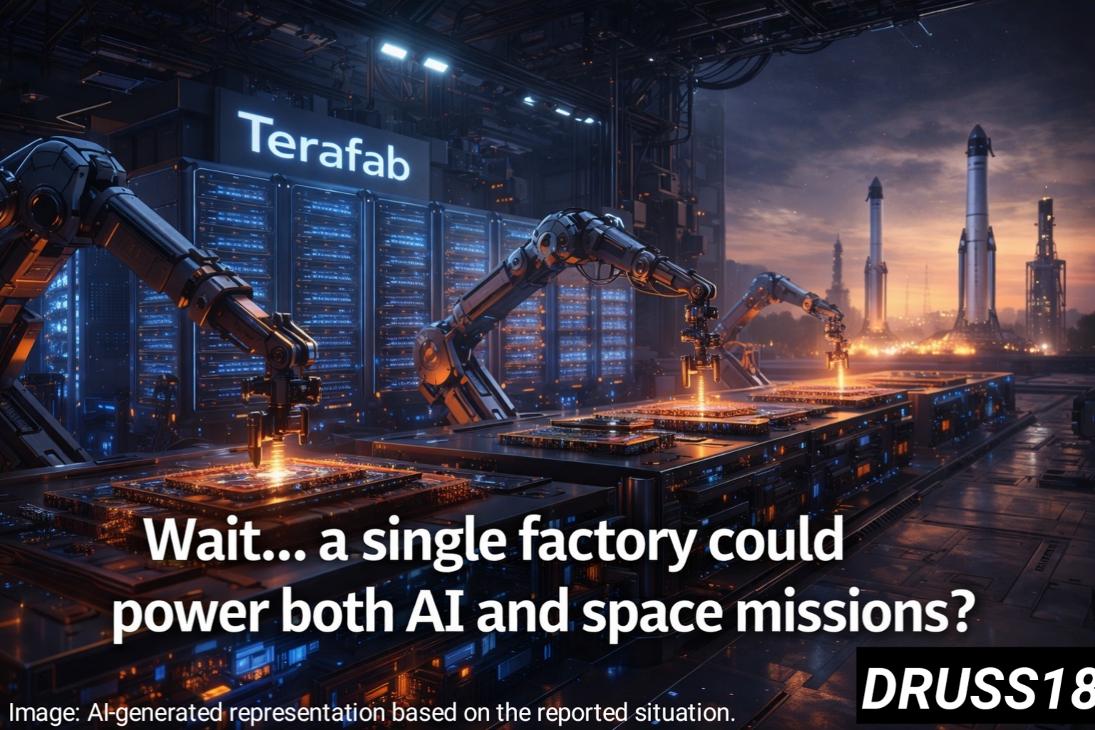 Terafab chip factory concept by SpaceX and Tesla showing AI and space computing infrastructure