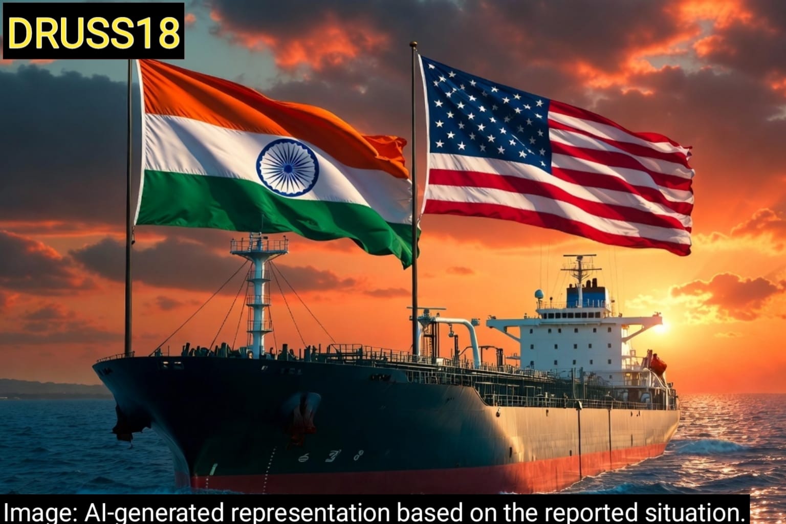 US oil tanker carrying crude oil as the United States allows India to purchase Russian oil under a temporary 30-day waiver to stabilize global supply