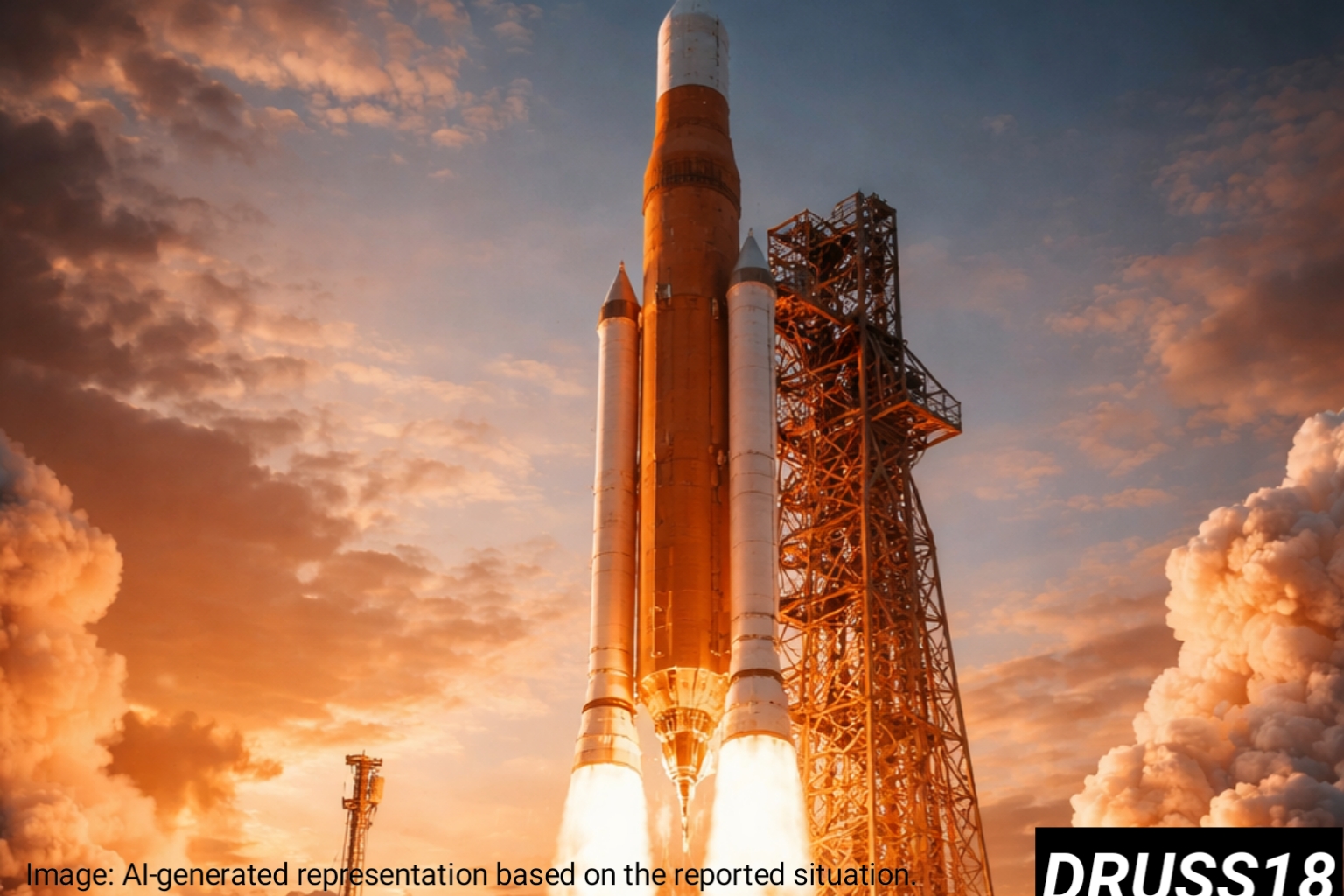 NASA Artemis II launch rocket lifting off toward Moon mission