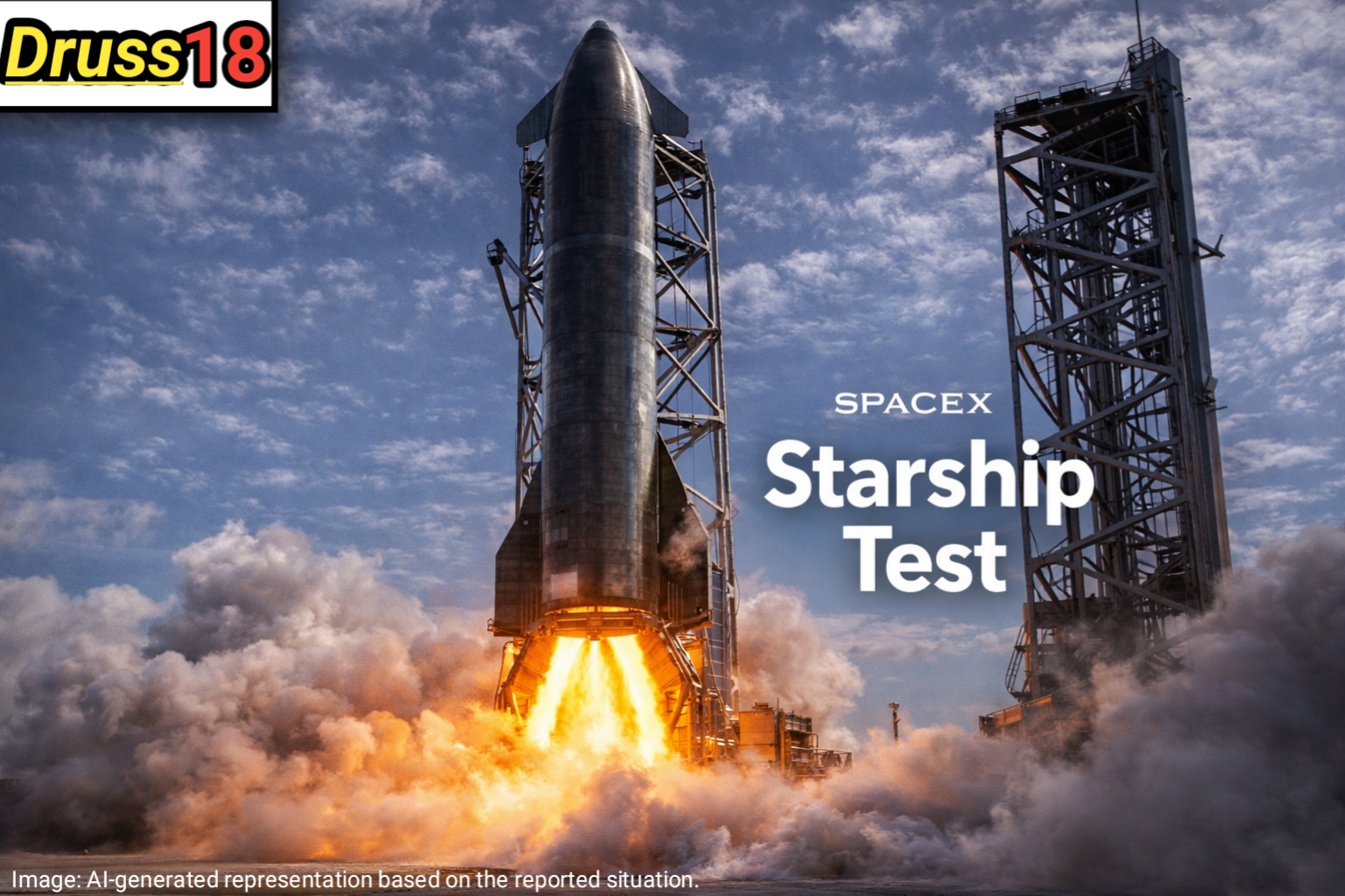 SpaceX Starship V3 static fire test with engines firing on launch pad