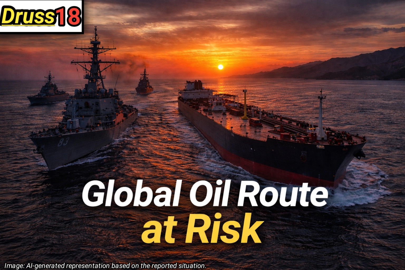 US blockade Strait of Hormuz with naval ships monitoring oil tanker