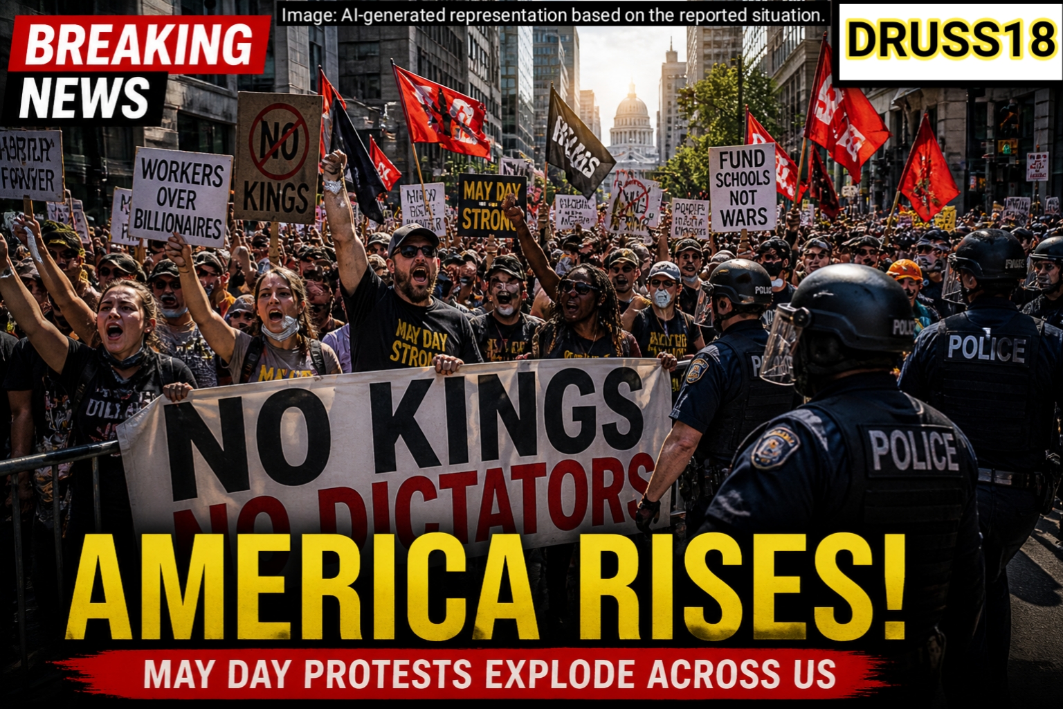 May Day protests USA as No Kings movement spreads nationwide