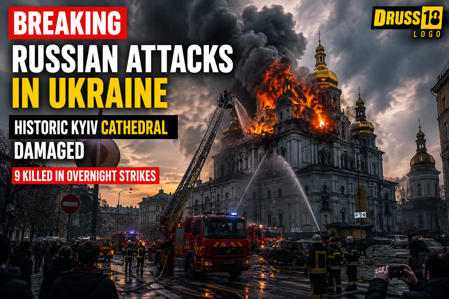 Russian attacks in Ukraine damage historic Kyiv cathedral during overnight strikes