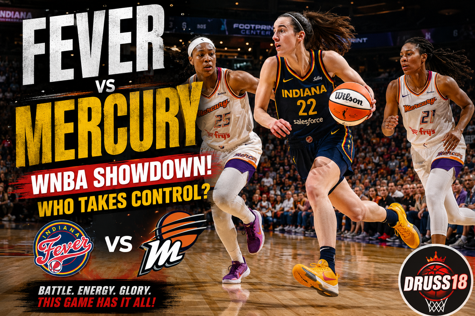 Indiana Fever facing Phoenix Mercury during a WNBA game inside Footprint Center.